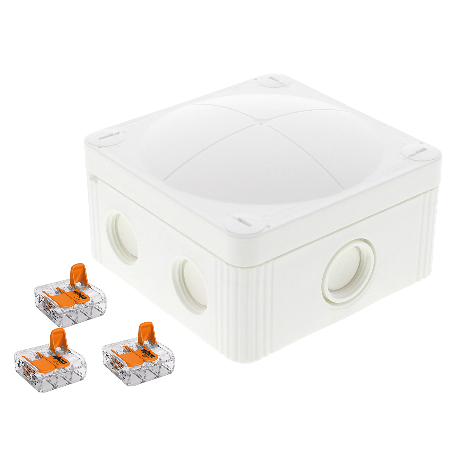 Wiska Combi 407/5 95mm x 95mm x 60mm PVC Adaptable Box White IP66 +Wago