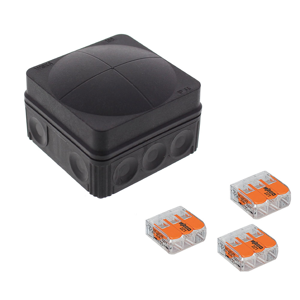 Wiska Combi 108 76mm x 76mm x 51mm PVC Junction Box Black IP66