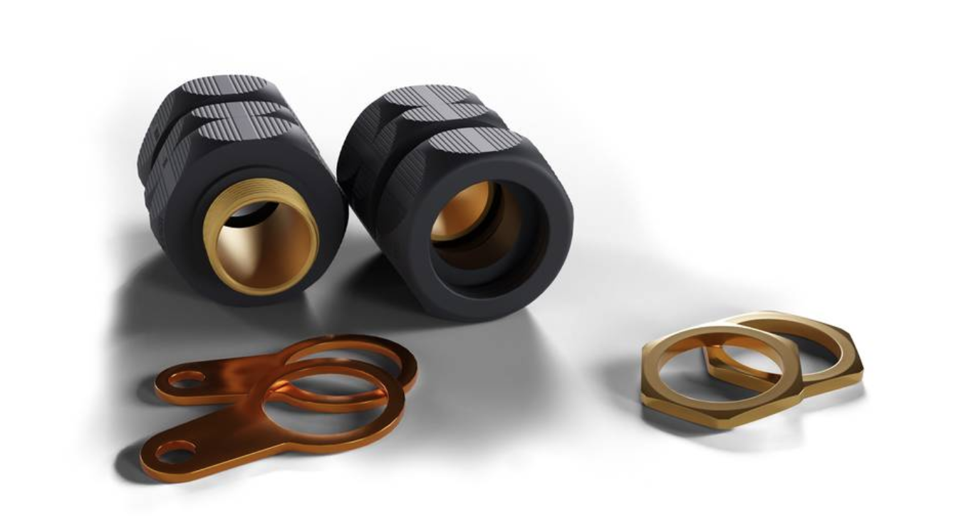 Wiska ShieldGland M20S Pack With Brass Locknut & Earth Tag IP68 (PK2)