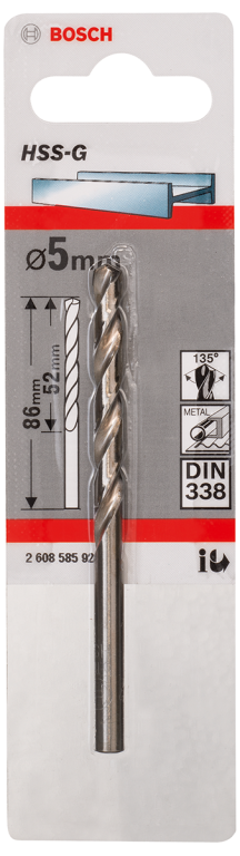 Bosch HSS Drill Bit 5.0mm x 86mm (Pack of 1)