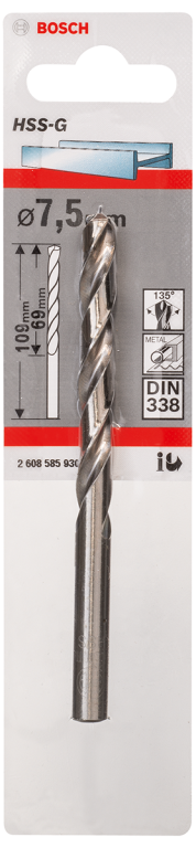 Bosch HSS Drill Bit 7.5mm x 109mm (Pack of 1)