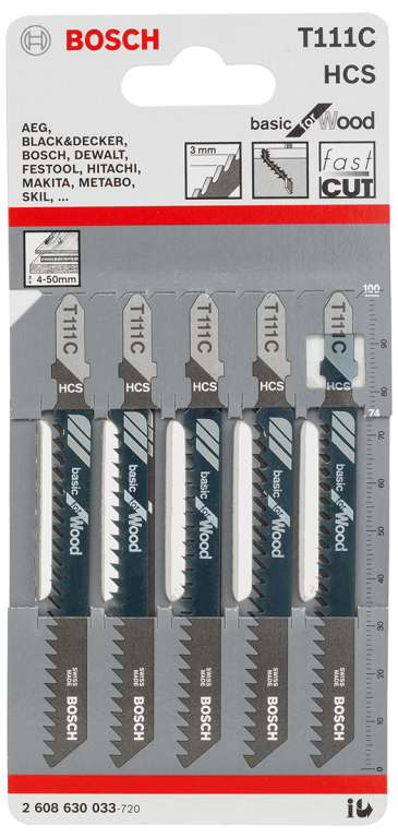 Bosch T111C 4-50mm Wood Jigsaw Blade (Pack of 5)