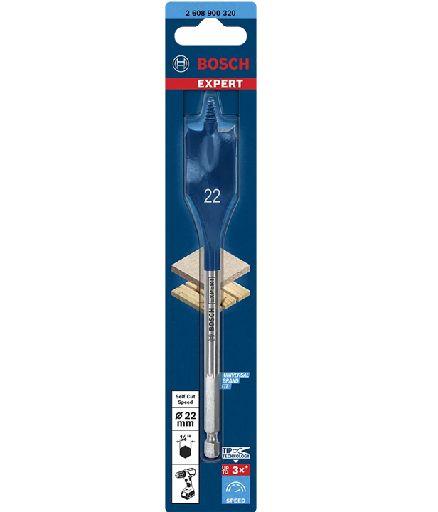 Bosch Expert SelfCut Flat Wood 22mm x 152mm Drill Bit (Pack of 1)