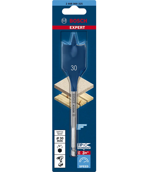 Bosch Expert SelfCut Flat Wood 30mm x 152mm Drill Bit (Pack of 1)