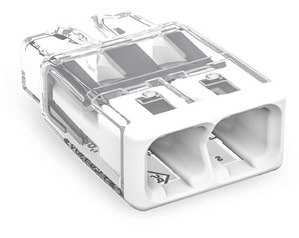 Wago Push Wire 4mm 2 Way Splicing Connector Transparent with White Cover (Box of 120)