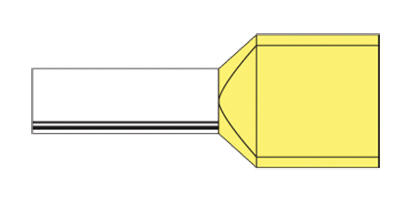 Term Tech 2 x 6.0mm Twin Insulated Bootlace Ferrule Yellow (Pack of 100)