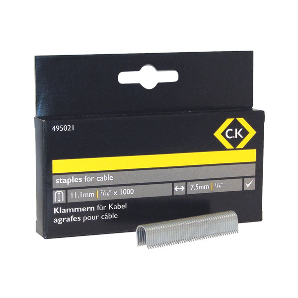 CK Tools 7.5 x 10mm Half Round Cable Staples (Pack of 1000)