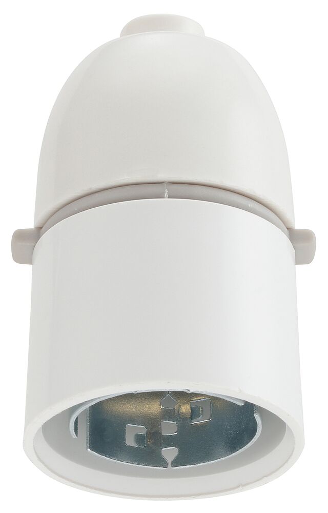 BG B22 Heat Resistant T2 Lamp Holder with Cord Grip and Short Skirt White
