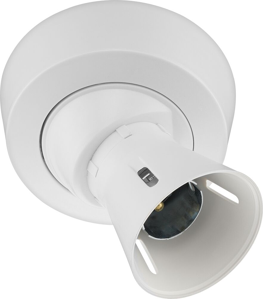 BG B22 2 Terminal Enclosed Angled Batten Holder with PVC Tails & HO Skirt White