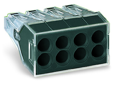 Wago Push Wire 2.5mm 8 Way Connector for Junction Boxes Transparent with Dark Grey Cover (Box of 50)