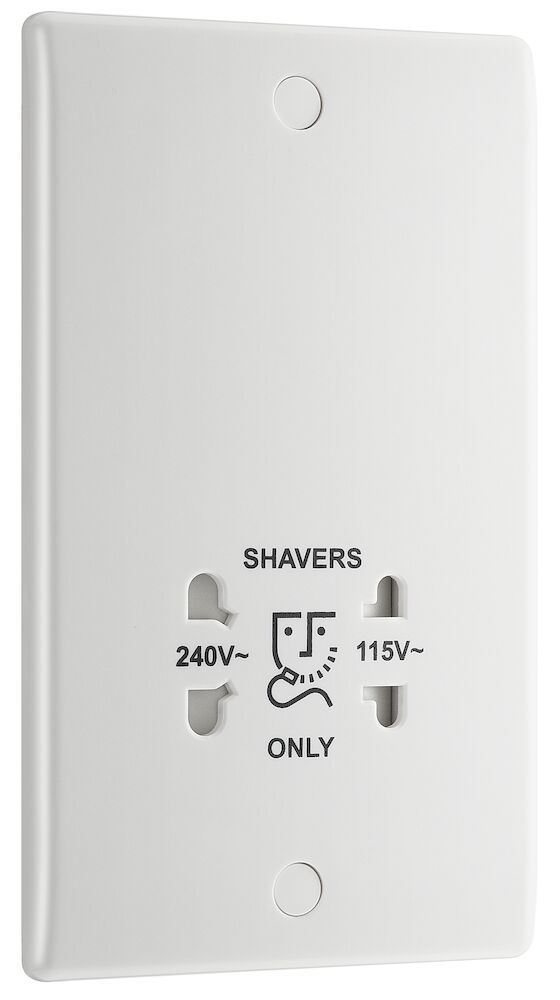 BG Nexus 115/230V Dual Voltage Round Edge Shaver Socket White