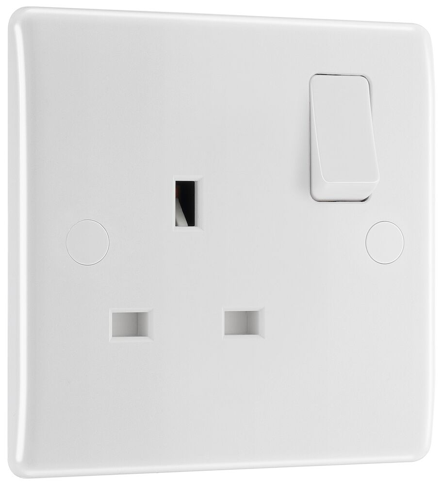 BG Nexus 13A 1 Gang SP Single Round Edge Switched Socket White