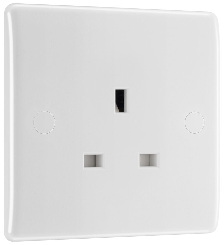 BG Nexus 13A 1 Gang Single Round Edge Unswitched Socket White