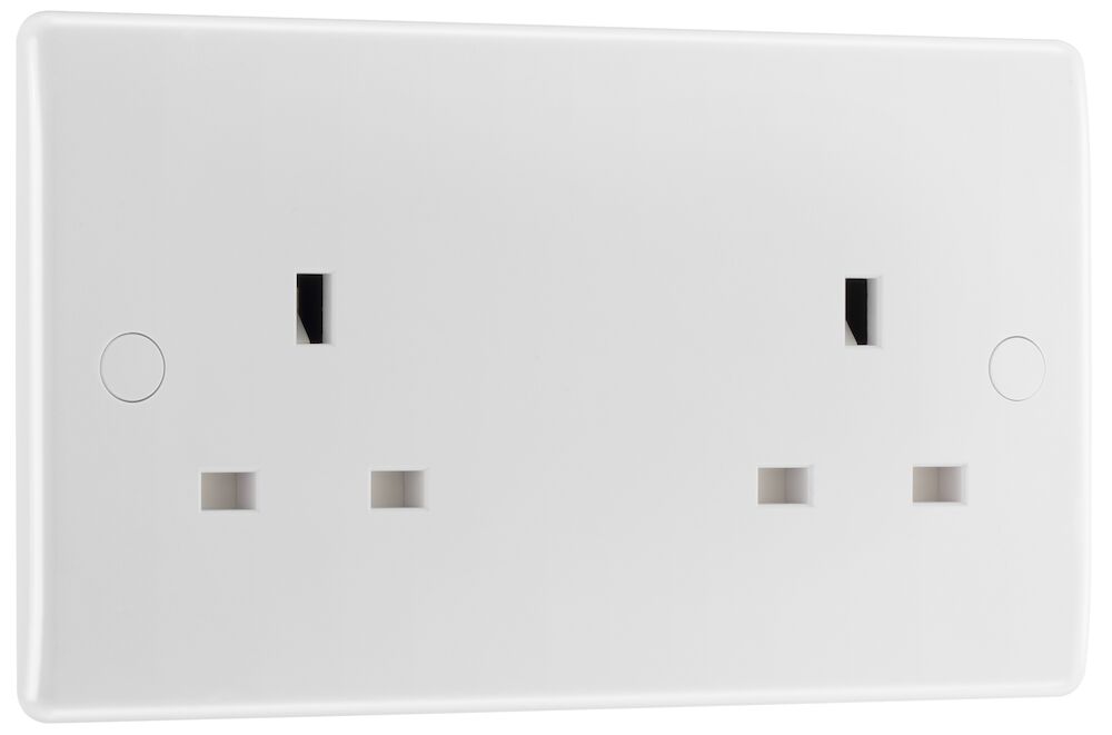 BG Nexus 13A 2 Gang Double Round Edge Double Unswitched Socket White