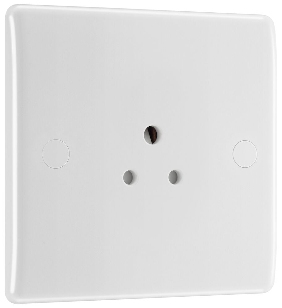 BG Nexus 2A 1 Gang Round Pin Unswitched Round Edge Socket White