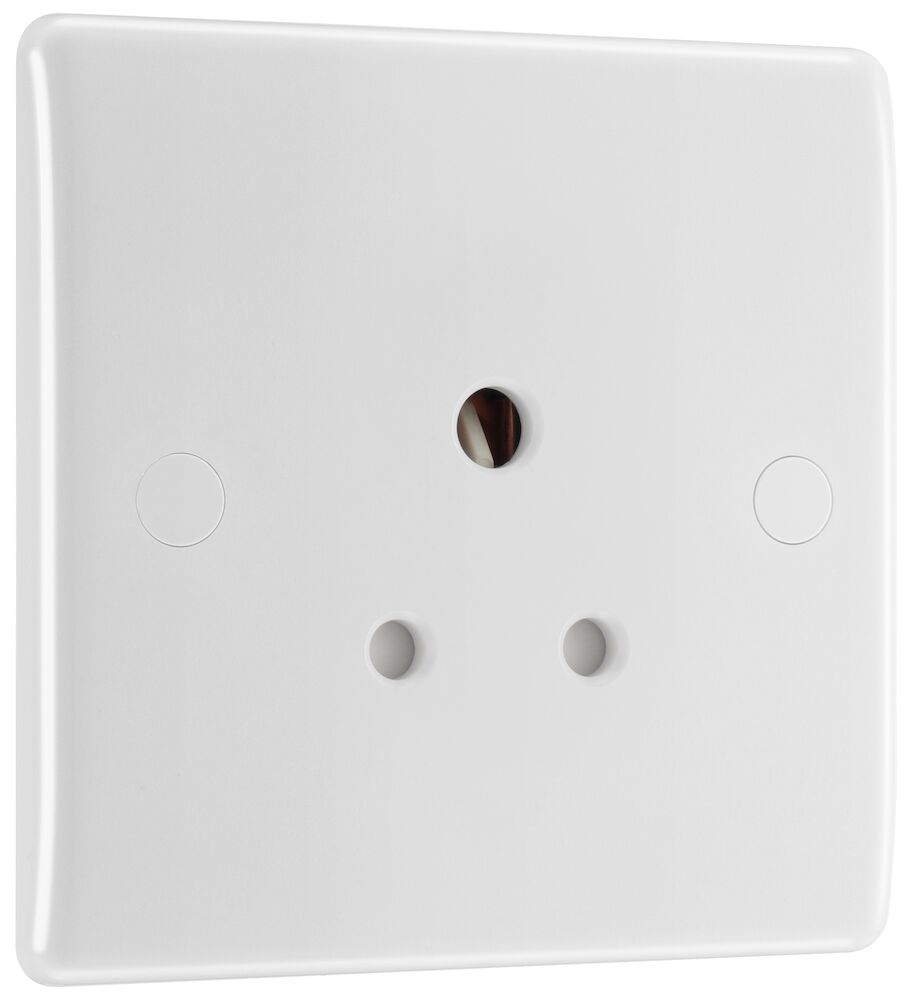BG Nexus 5A 1 Gang Round Pin Unswitched Round Edge Socket White