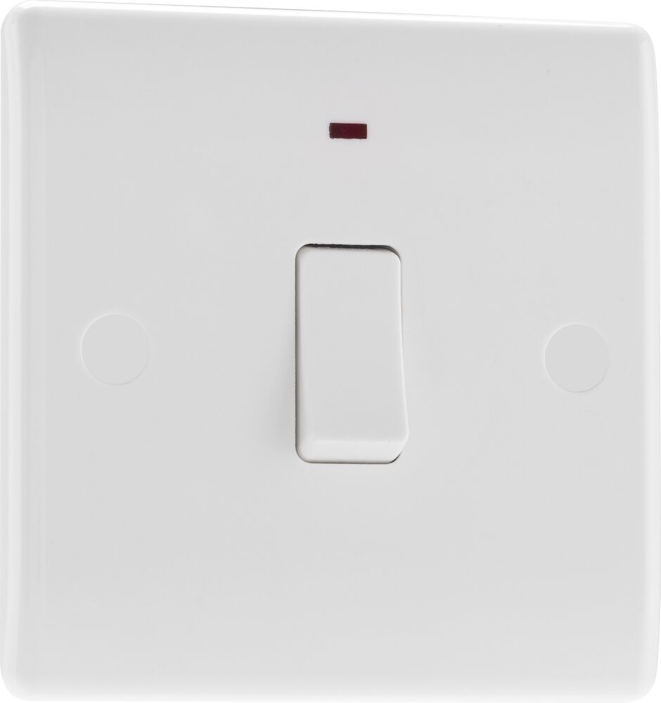 BG Nexus 20A DP Round Edge Switch with Neon White