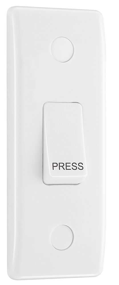 BG Nexus 20A 16AX 1 Gang 1 Way Retractive Architrave Press Switch White