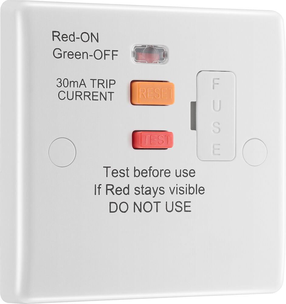 BG Nexus 13A Round Edge Unswitched Fused Spur Unit FCU with Type A RCD & Flex Outlet White