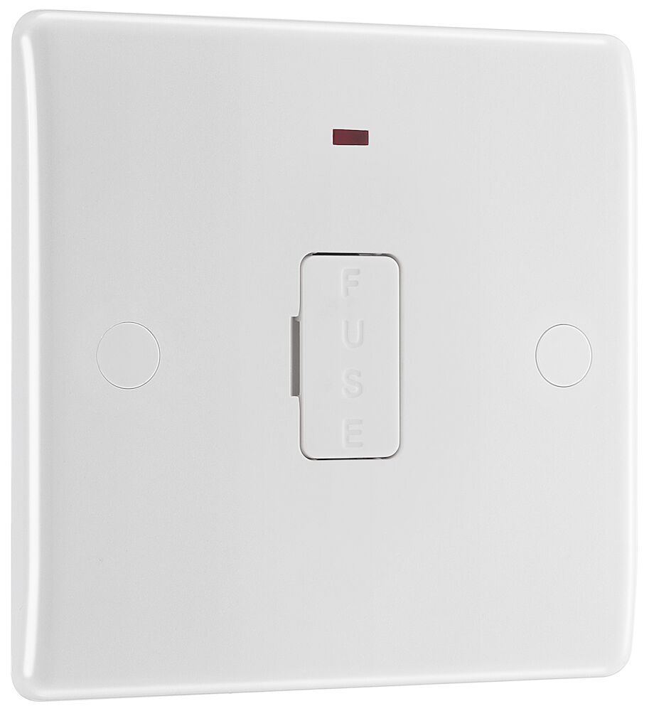 BG Nexus 13A Round Edge Unswitched Fused Spur Unit FCU with Neon White
