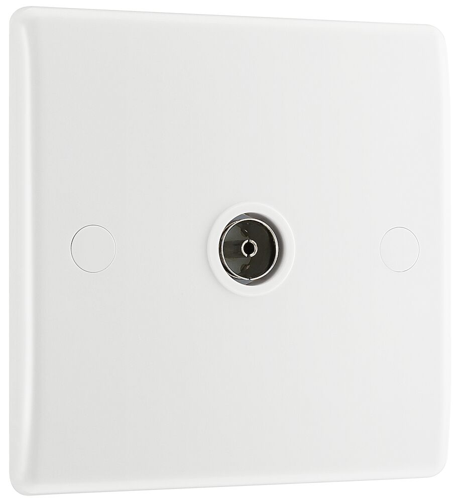 BG Nexus 1 Gang Round Edge Co-Axial TV/FM Socket White