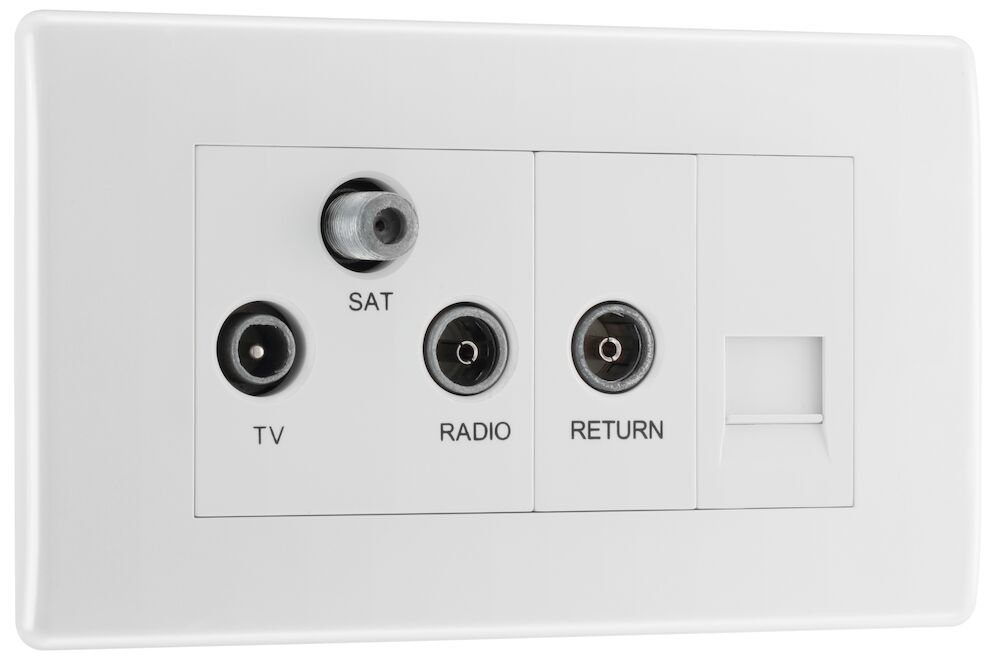 BG Nexus Round Edge TV/FM/SAT Triplex with Return and BT Outlet White