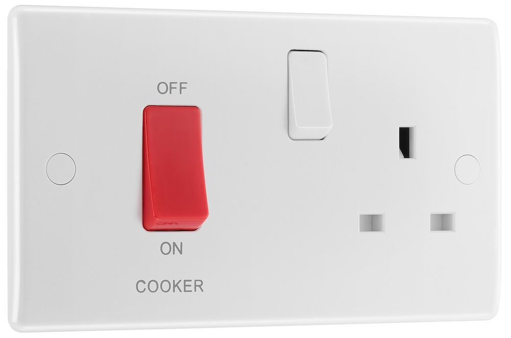 BG Nexus 45A DP Round Edge Cooker Control Unit With 13A Socket White