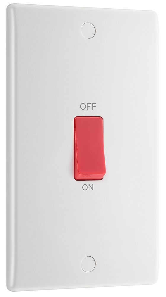 BG Nexus 45A DP Round Edge Large Plate Red Switch White