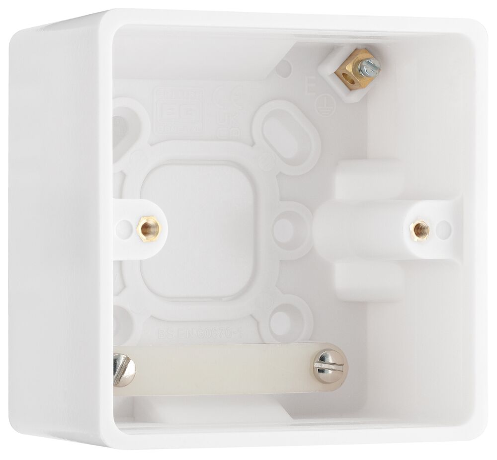 BG Nexus 1 Gang 50mm Deep Round Edge Pattress Box