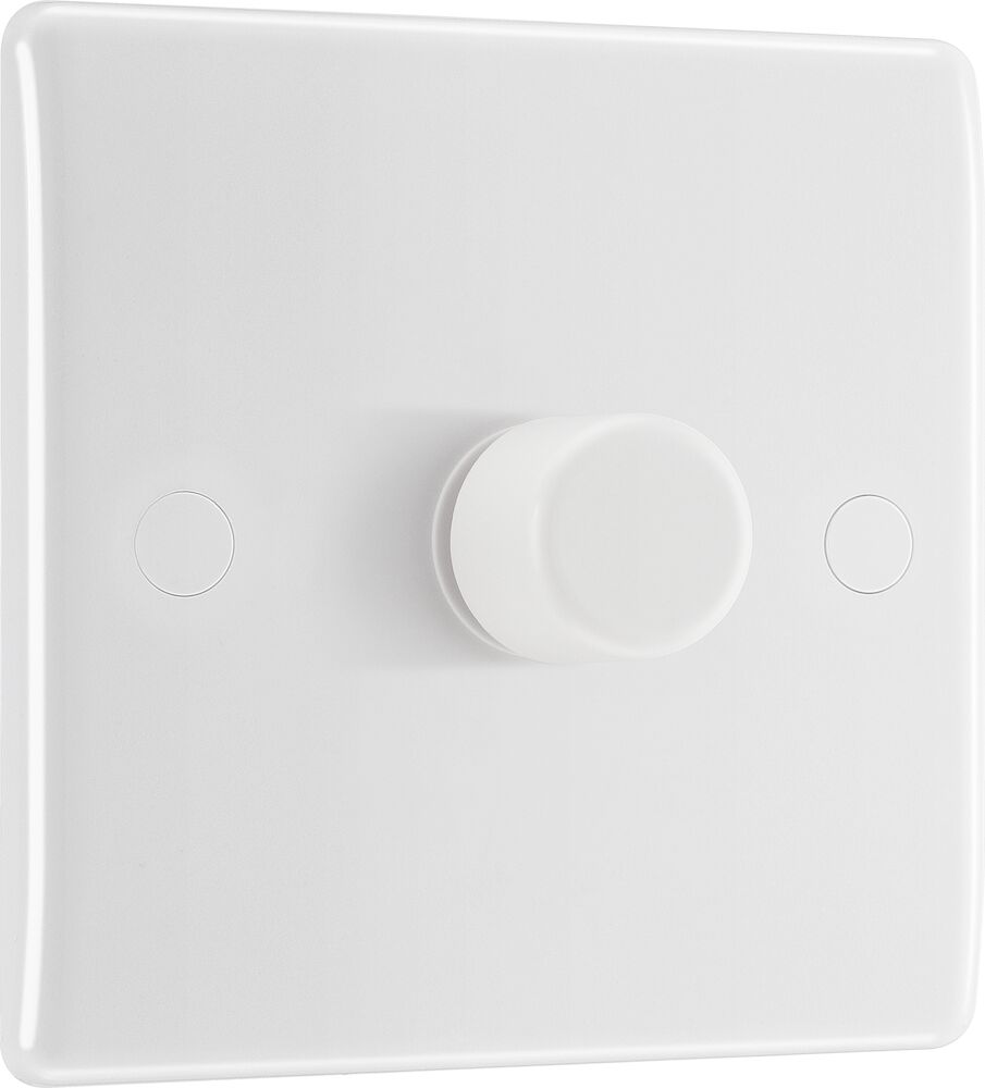 BG Nexus Round Edge 1 Gang 2 Way 200W Trailing Edge Dimmer Switch White