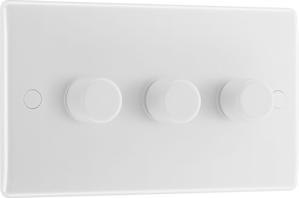 BG 3 Gang 2 Way 400W Push Dimmer White