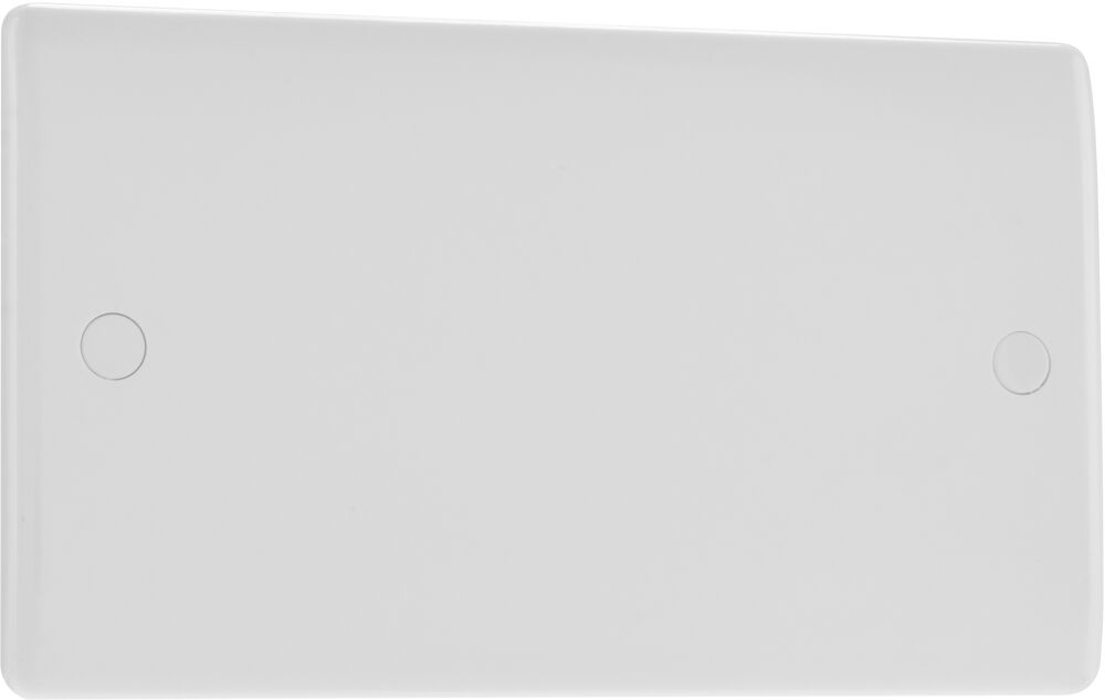 BG Nexus 2 Gang Round Edge Blank Plate White