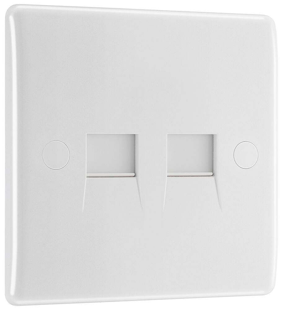 BG Nexus Round Edge 2 Gang Master Telephone Socket White