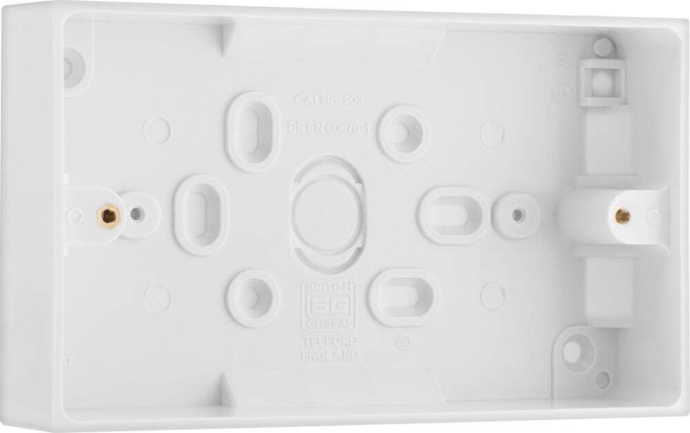 BG 2 Gang 32mm Deep Square Edge Pattress Box