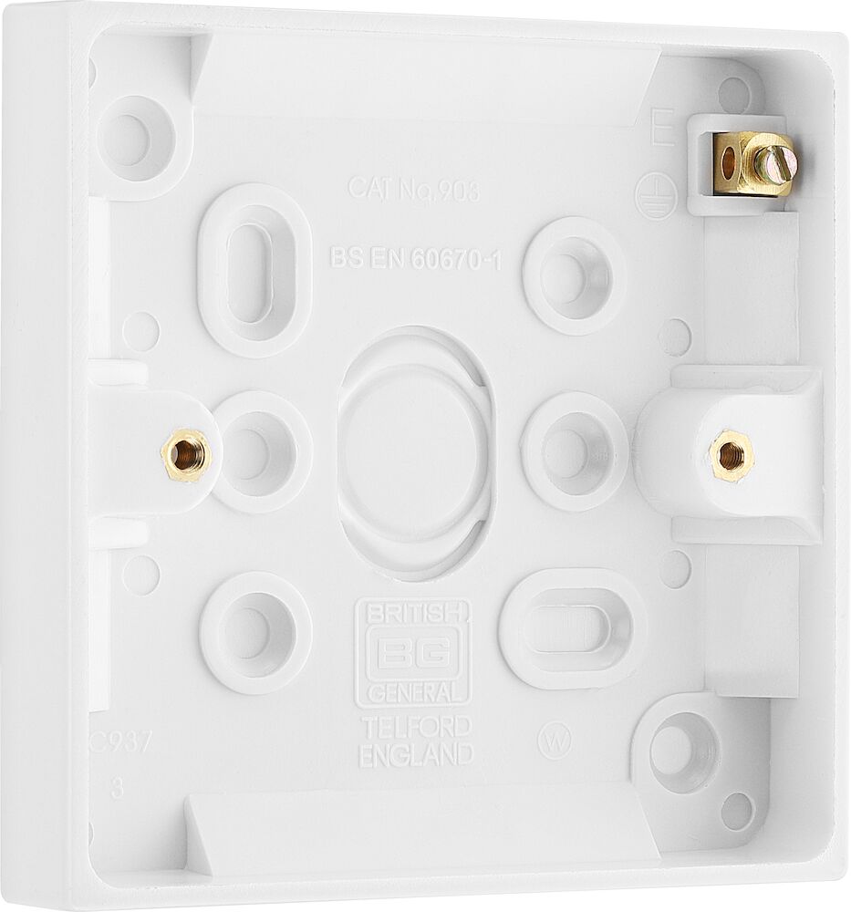 BG 1 Gang 19mm Deep Square Edge Pattress Box