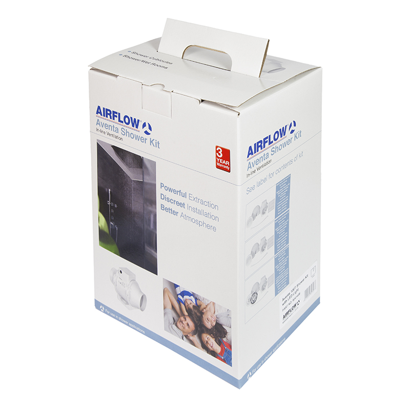 Airflow Aventa 100mm Inline LED Shower Timer Fan Kit