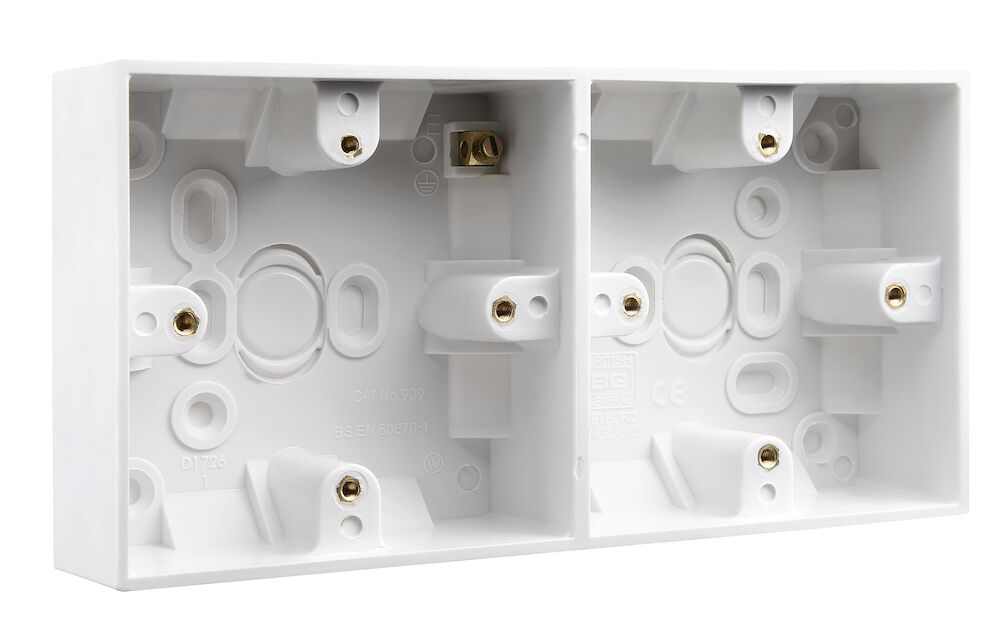 BG 2 x 1 Gang 37mm Square Edge Dual Pattress Box