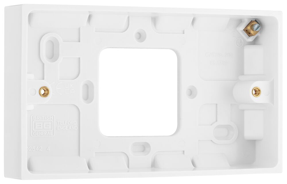 BG 20mm Deep Square Edge Single to Double Conversion Pattress Box White