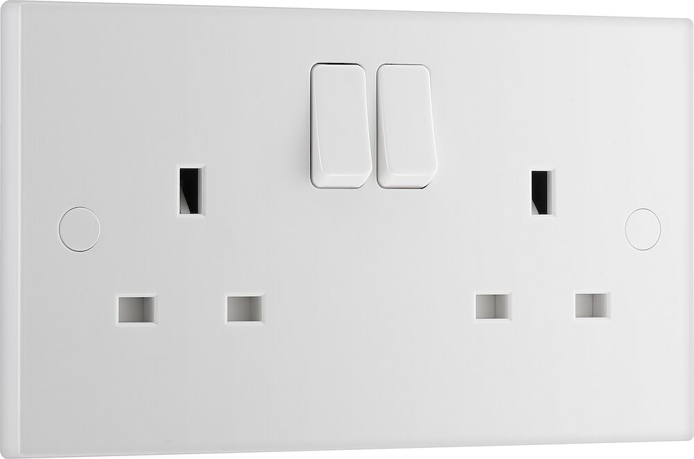 BG 2 Gang 13A SP Square Edge Double Switched Socket White
