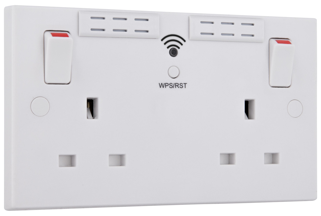 BG 2 Gang 13A Double Socket Wi-Fi Range Extender White