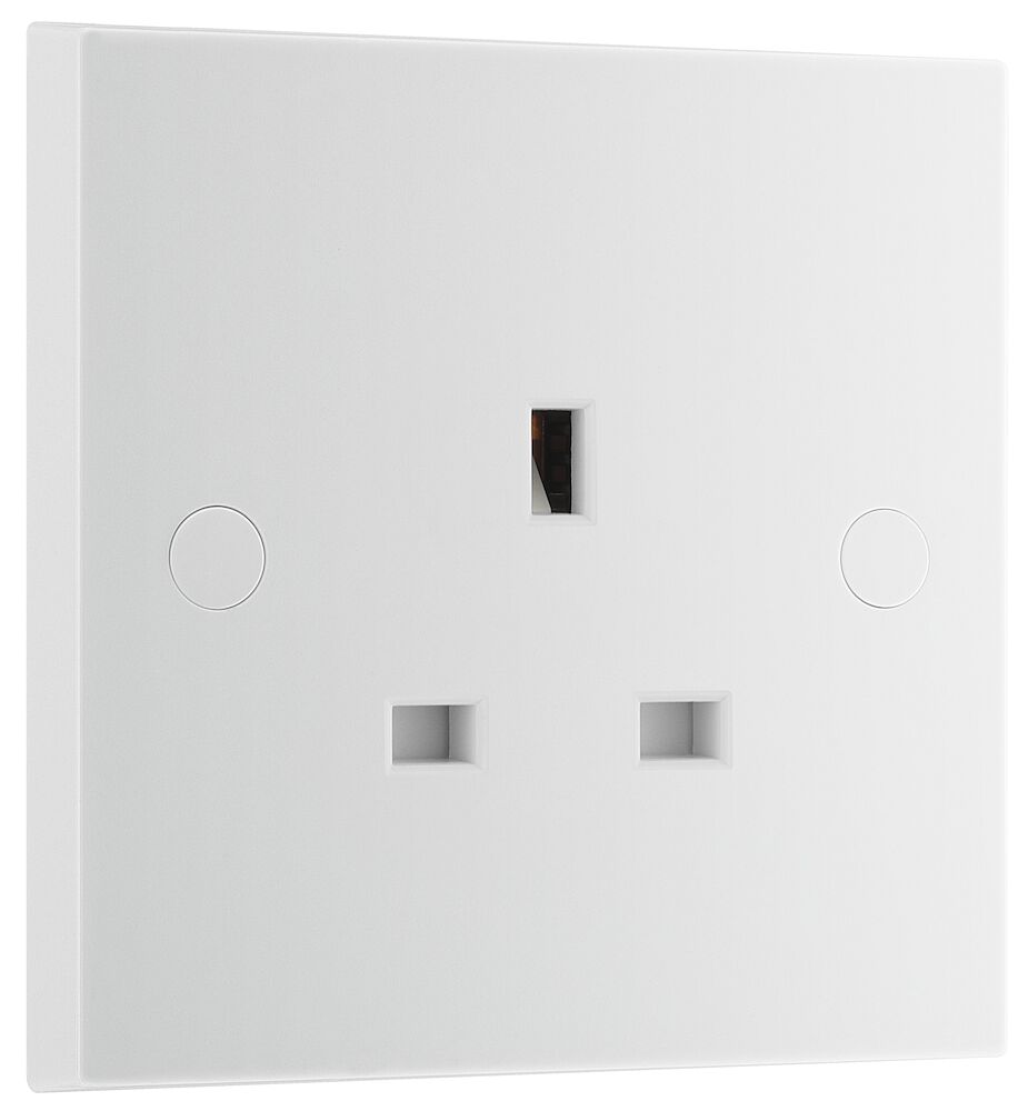 BG 1 Gang 13A Single Unswitched Square Edge Socket White