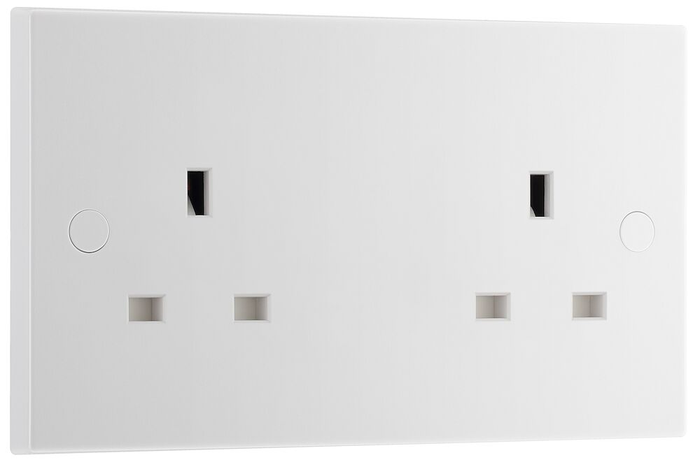 BG 2 Gang 13A Square Edge Double Unswitched Socket White