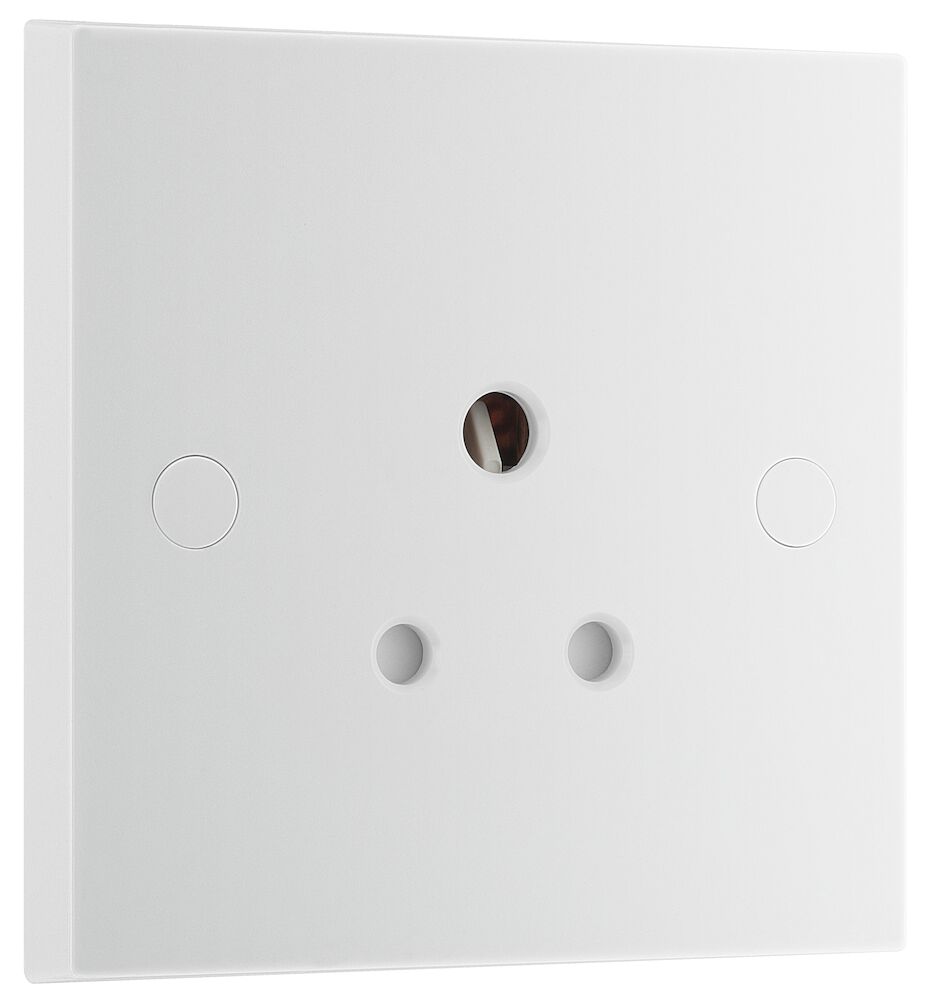 BG 1 Gang 5A Round Pin Unswitched Square Edge Socket White