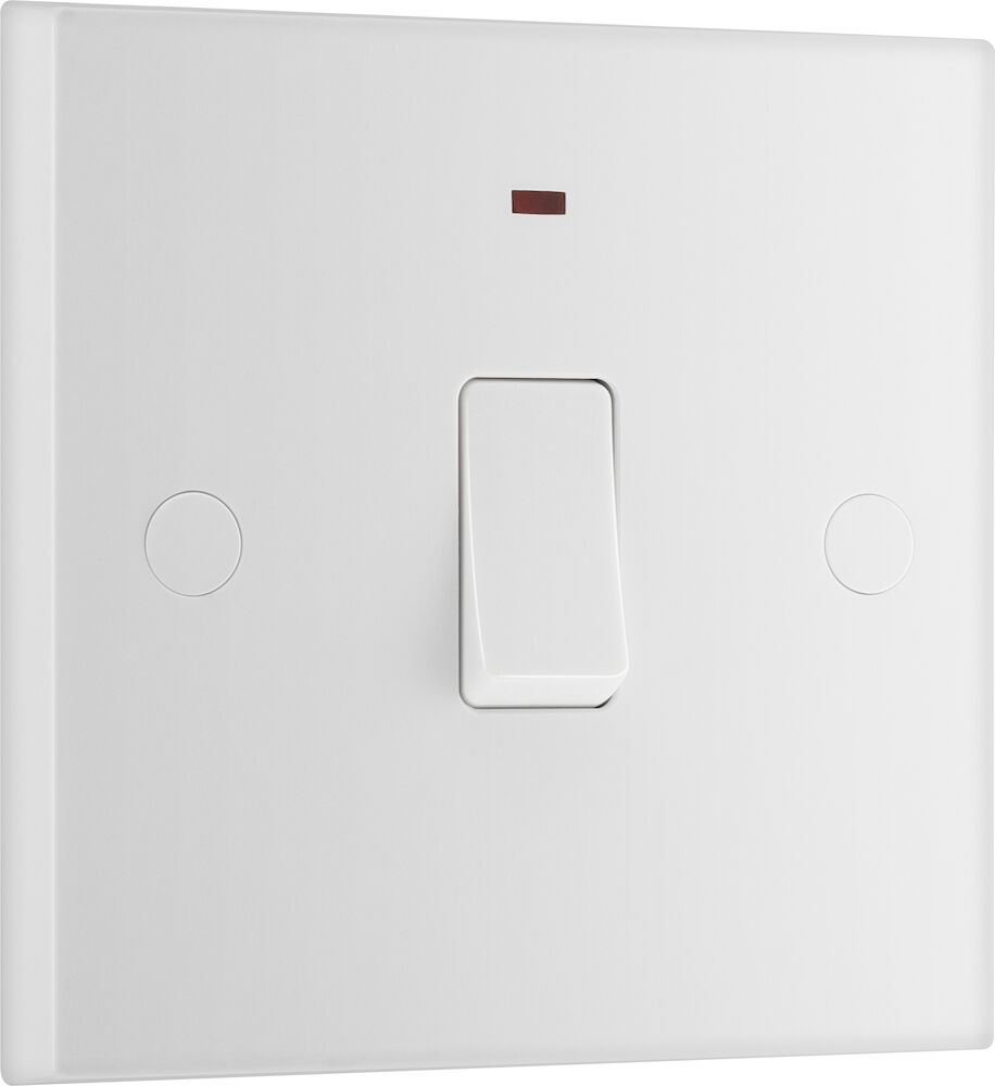 BG 20A DP Switch With Neon And Bottom Flex Outlet White