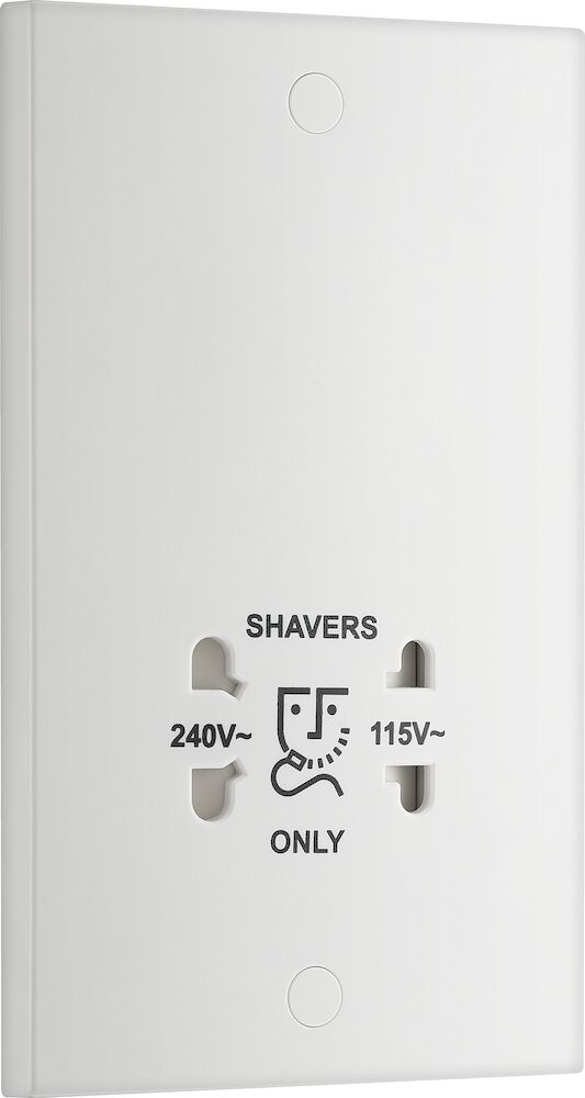 BG 115/230V Dual Voltage Square Edge Shaver Socket White