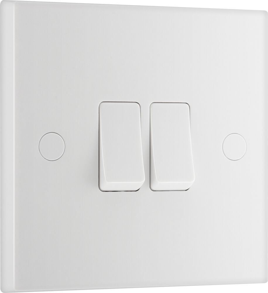 BG 2 Gang 2 Way Square Edge Switch White