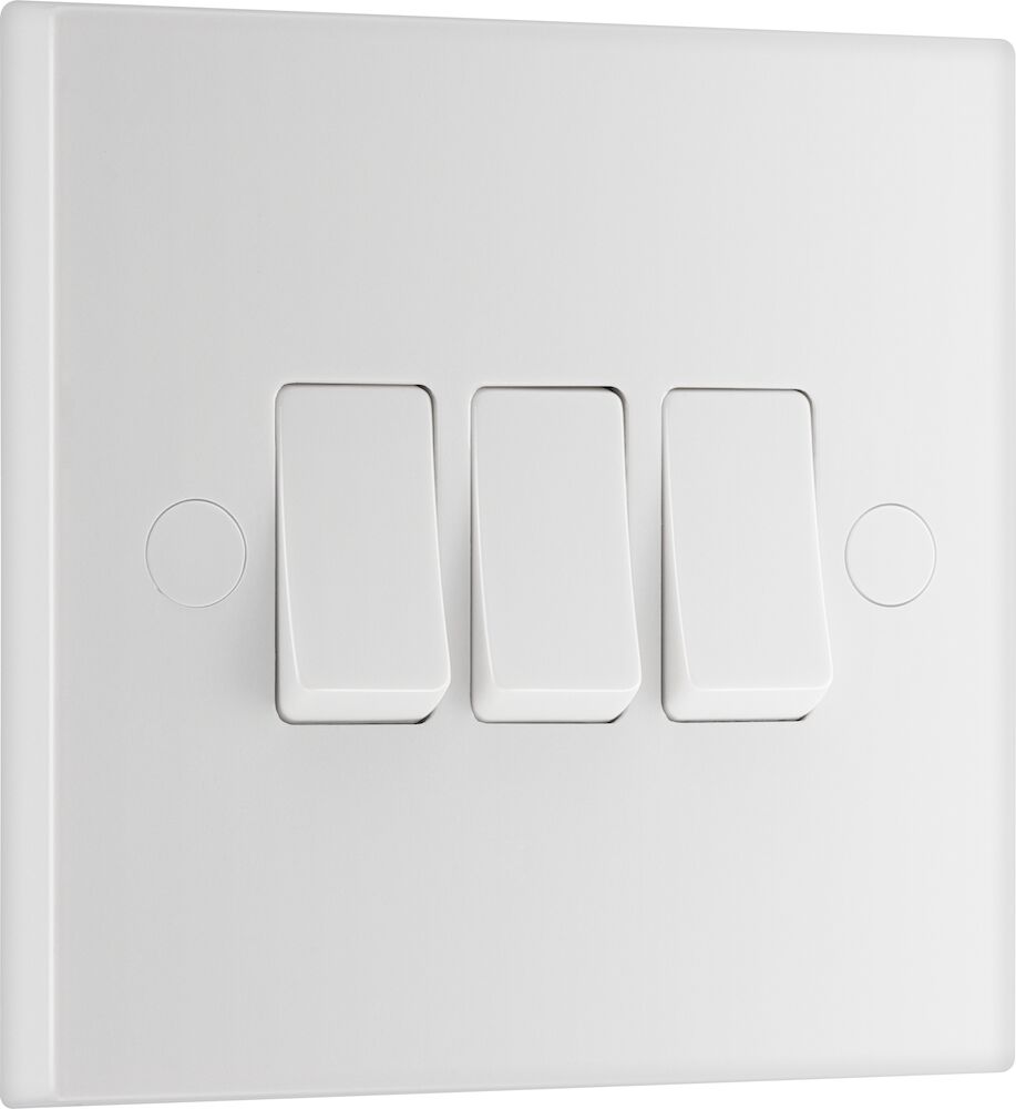 BG 3 Gang 2 Way Square Edge Switch White