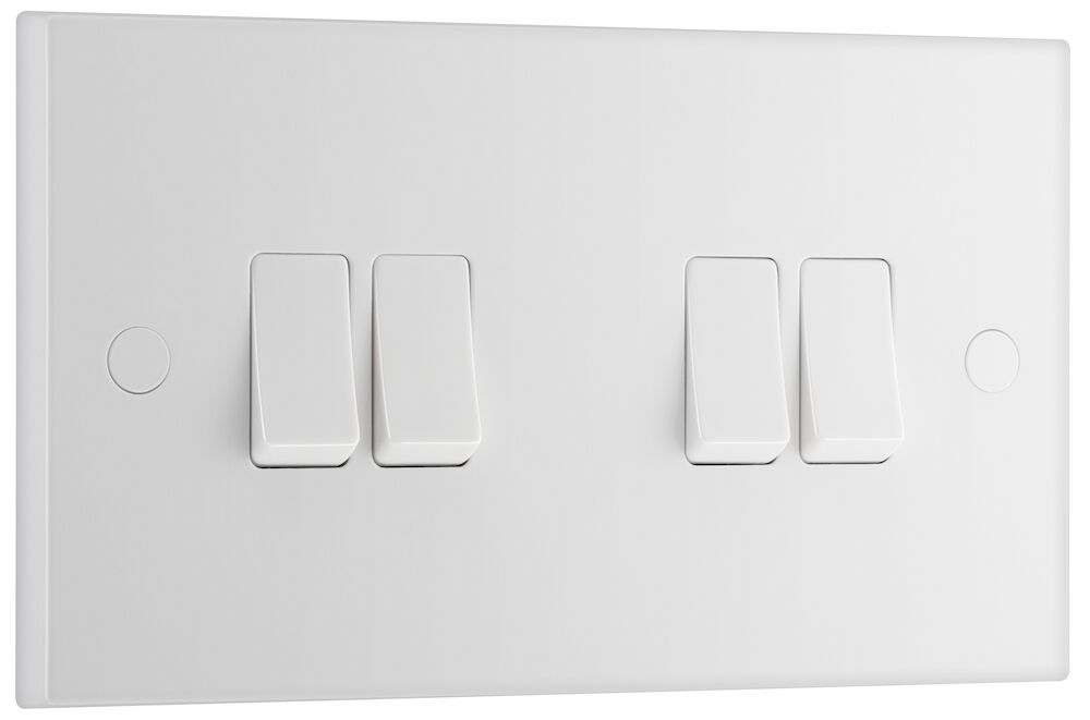 BG 4 Gang 2 Way Square Edge Switch White