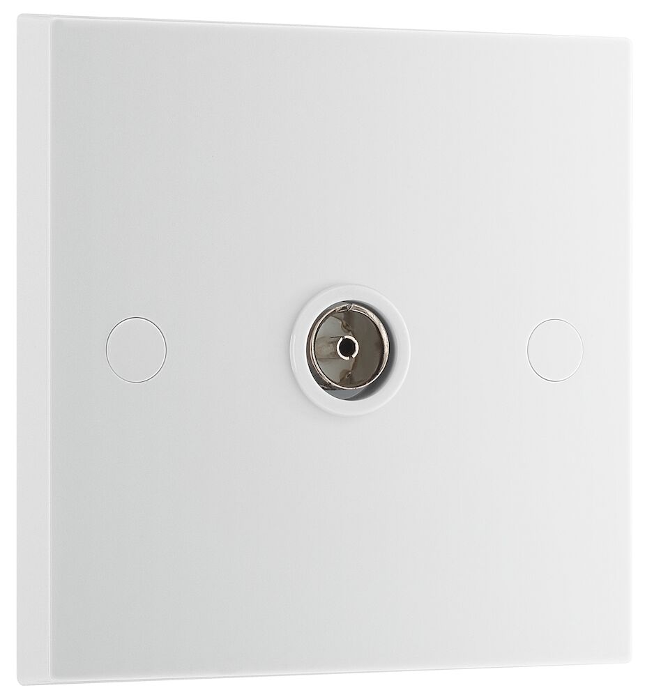 BG 1 Gang Isolated Co-Axial Square Edge Socket White