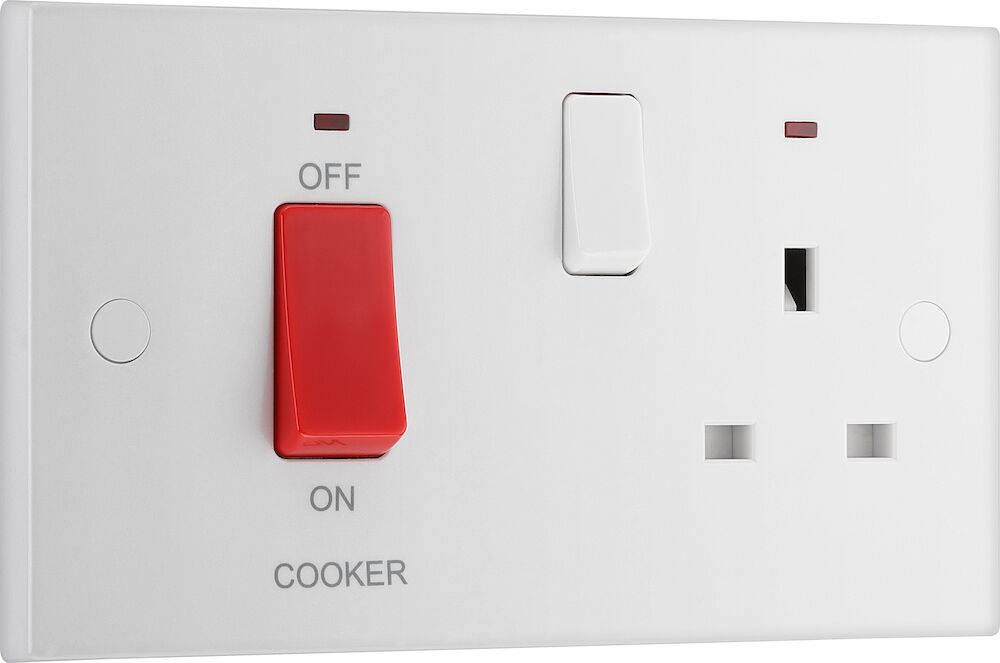 BG 45A DP Square Edge Cooker Unit With Socket And Neon White